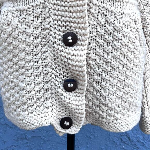 Vintage Handknit Grandpa Cardigan Sweater Fisherman Small or Medium - Picture 3 of 7